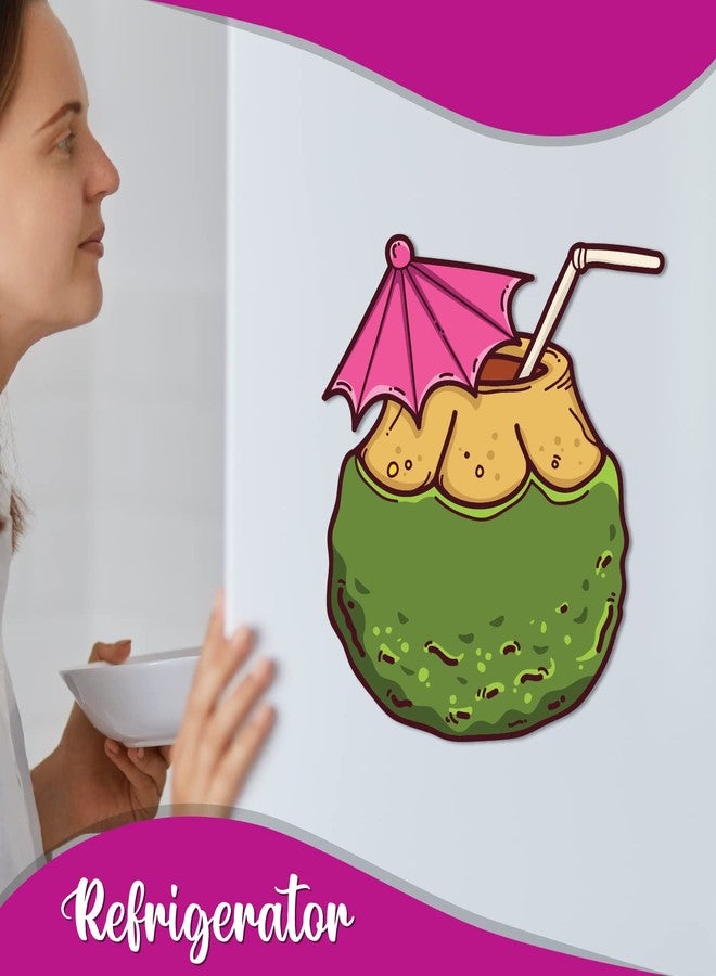 Bhai Please Green Coconut Wooden Fridge Magnet (Pack of 1 pc) Size : 3 inches Food, Fruits, Vegetable, Desserts, Kitchen Quotes and Drink Magnet Gift and Decor - Image 4